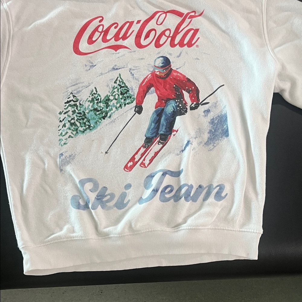 Coca Cola Red and White Ski Team Crewneck Sweater
